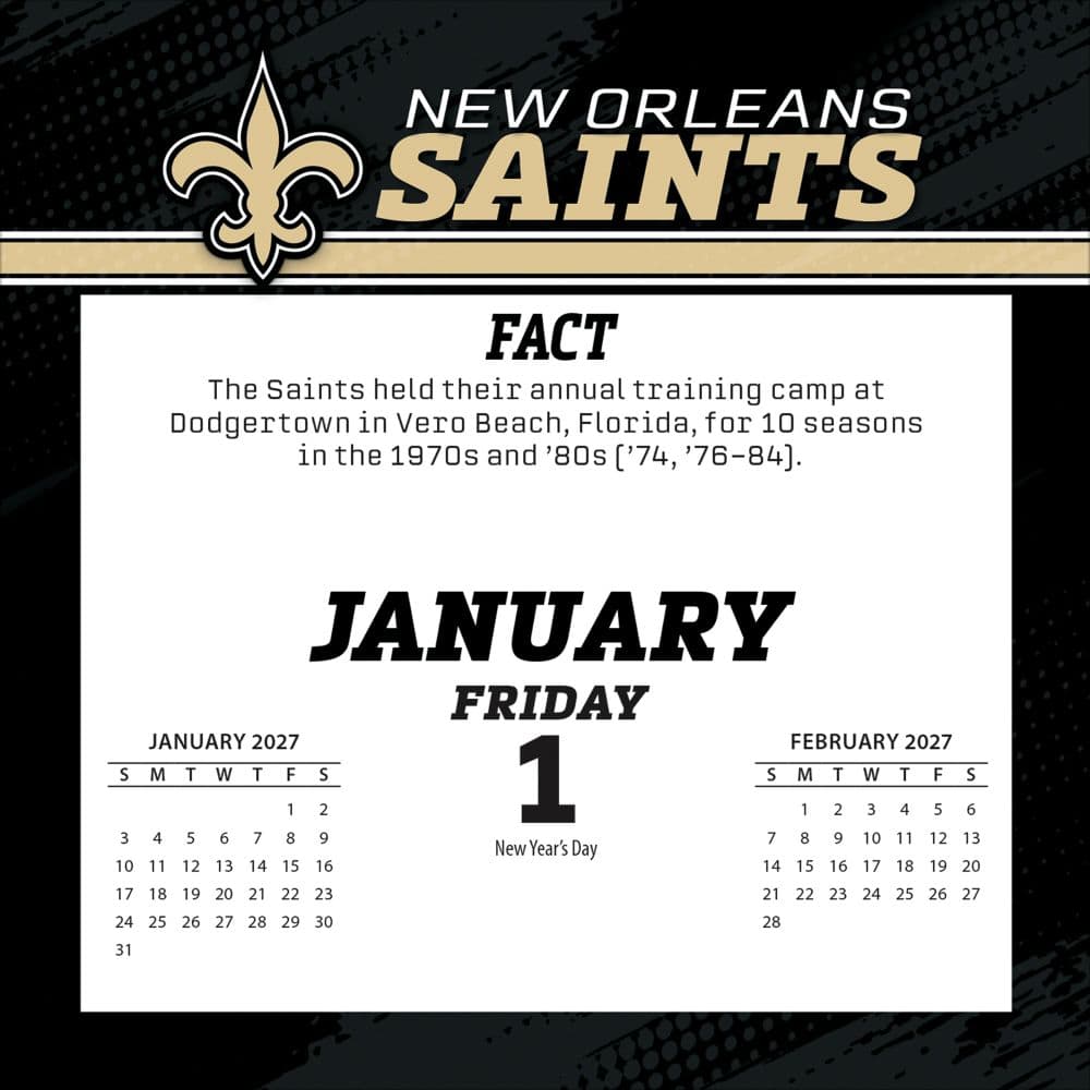 NFL New Orleans Saints 2027 Desk Calendar Second Alternate Image