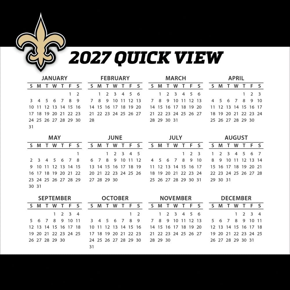 NFL New Orleans Saints 2027 Desk Calendar Fourth Alternate Image