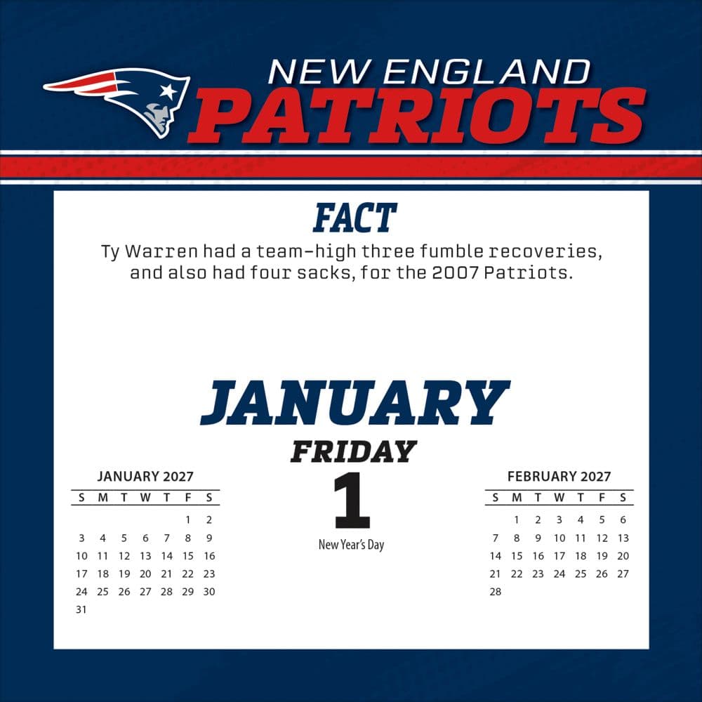 NFL New England Patriots 2027 Desk Calendar Second Alternate Image