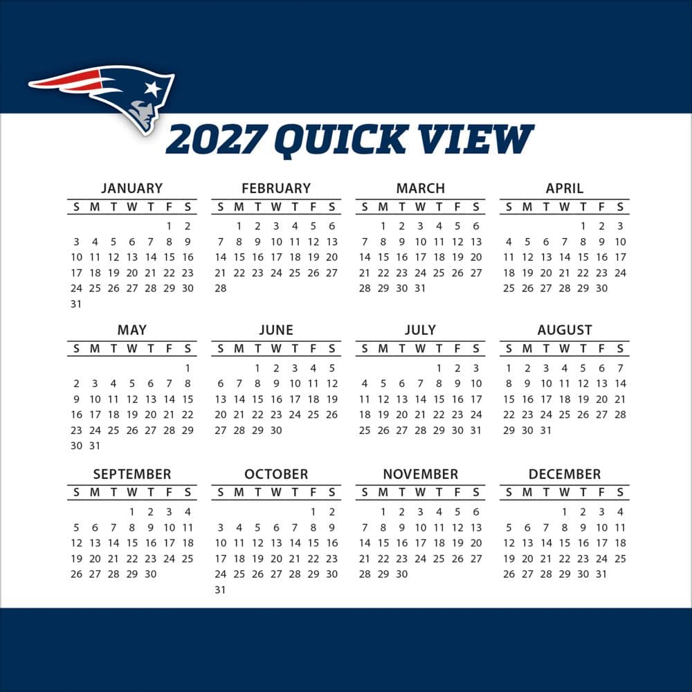 NFL New England Patriots 2027 Desk Calendar Fourth Alternate Image