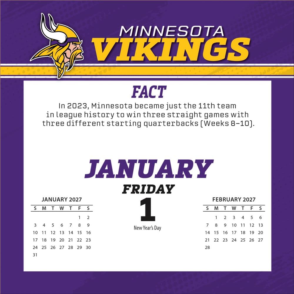NFL Minnesota Vikings 2027 Desk Calendar Second Alternate Image