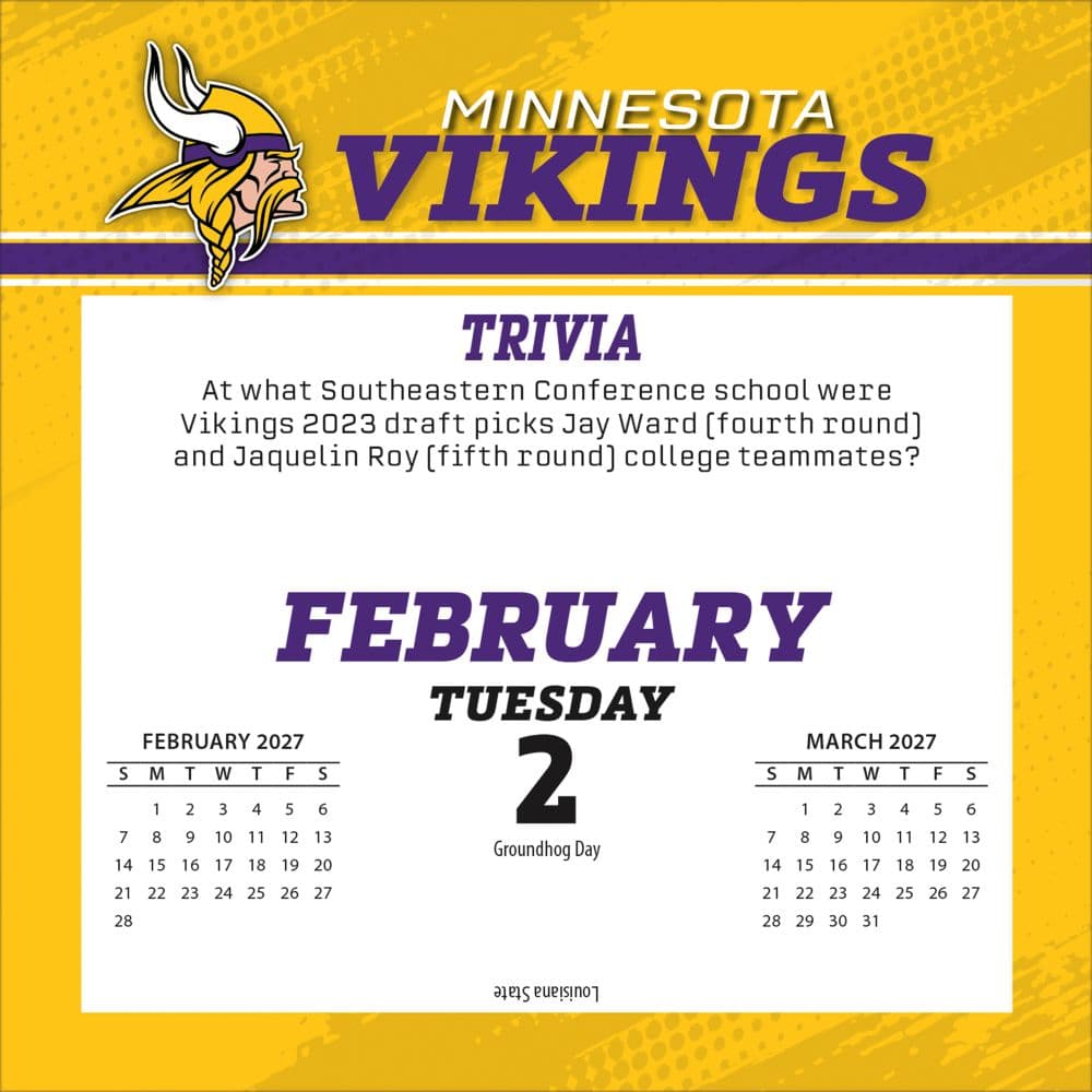 NFL Minnesota Vikings 2027 Desk Calendar Third Alternate Image