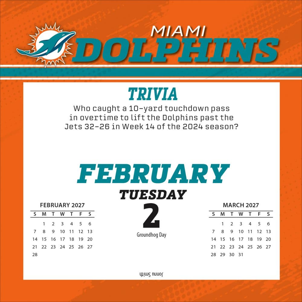 NFL Miami Dolphins 2027 Desk Calendar Third Alternate Image