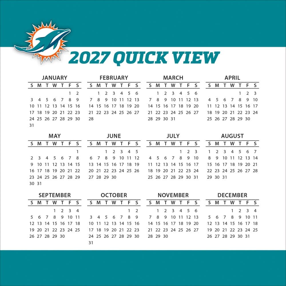 NFL Miami Dolphins 2027 Desk Calendar Fourth Alternate Image
