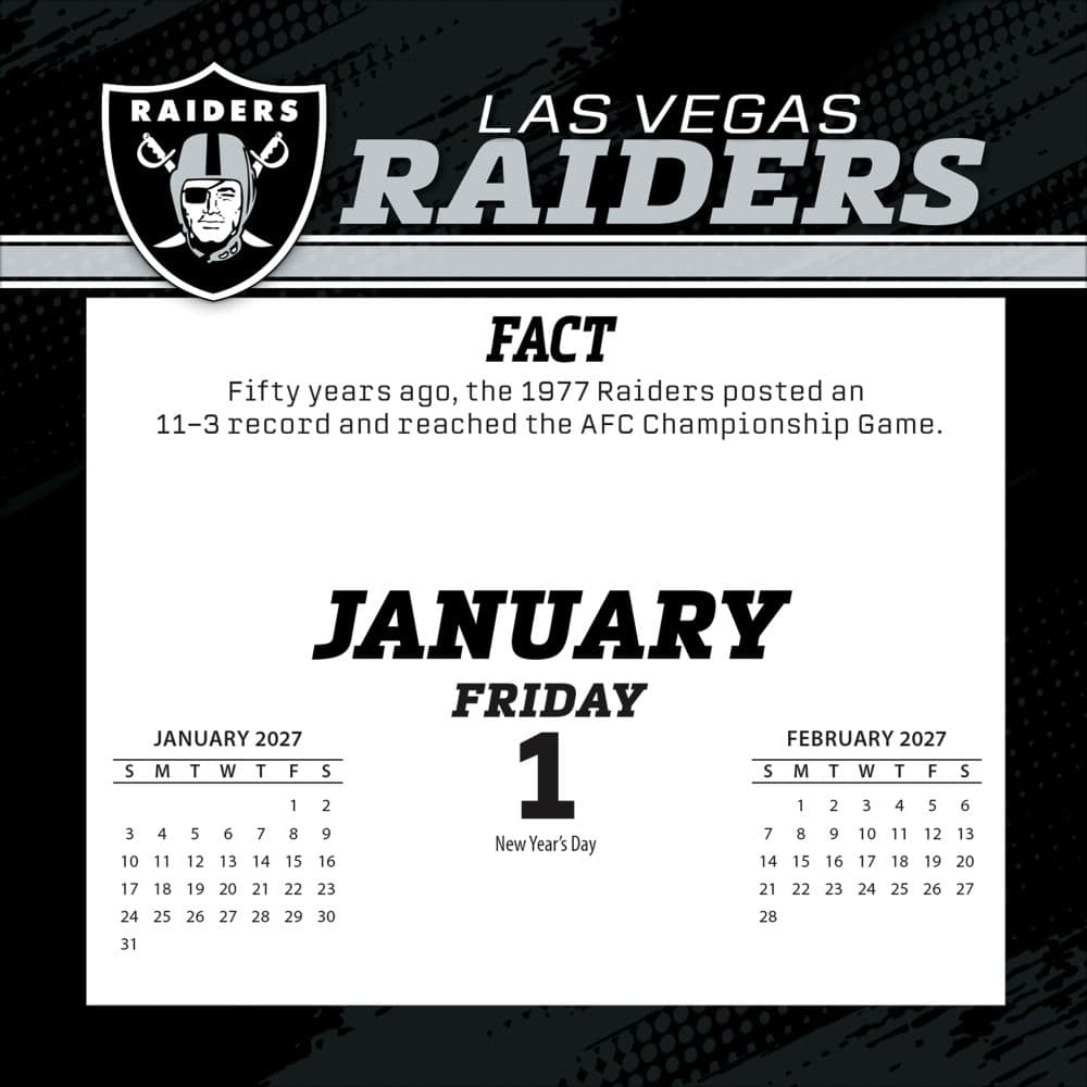 NFL Las Vegas Raiders 2027 Desk Calendar Second Alternate Image