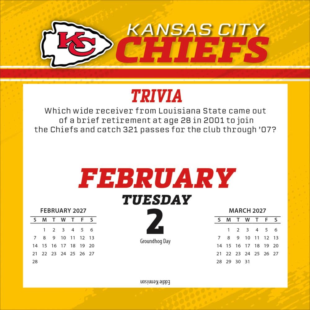 NFL Kansas City Chiefs 2027 Desk Calendar Third Alternate Image