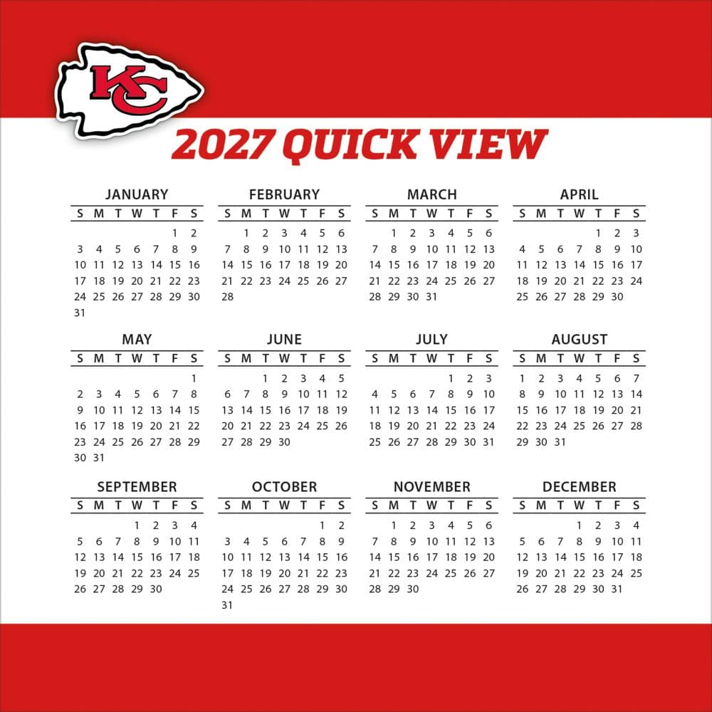 NFL Kansas City Chiefs 2027 Desk Calendar Fourth Alternate Image