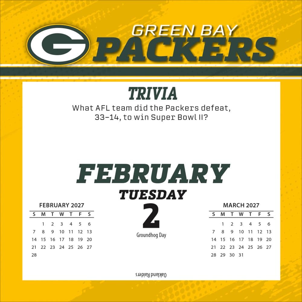 NFL Green Bay Packers 2027 Desk Calendar Third Alternate Image