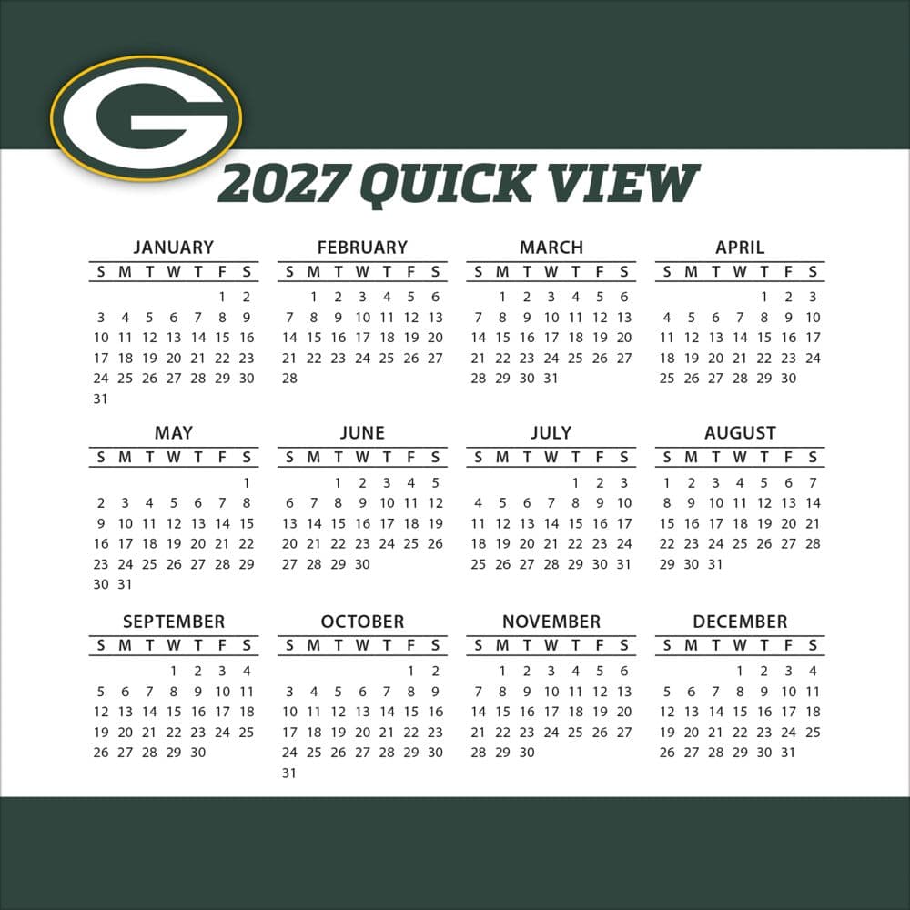 NFL Green Bay Packers 2027 Desk Calendar Fourth Alternate Image
