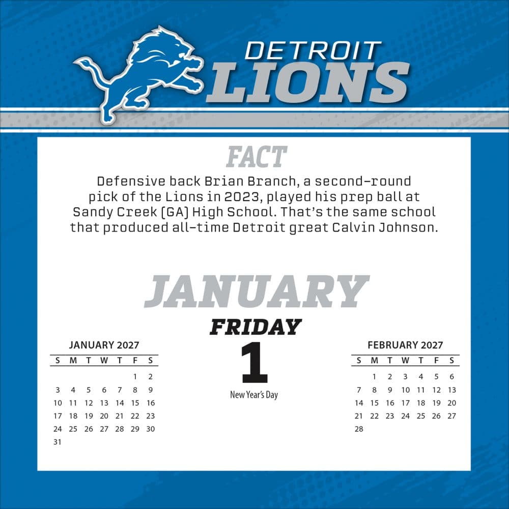 NFL Detroit Lions 2027 Desk Calendar Second Alternate Image