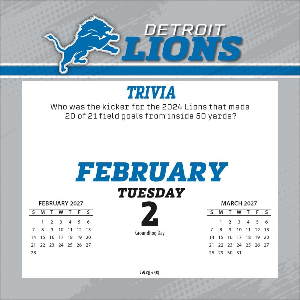 NFL Detroit Lions 2027 Desk Calendar Third Alternate Image