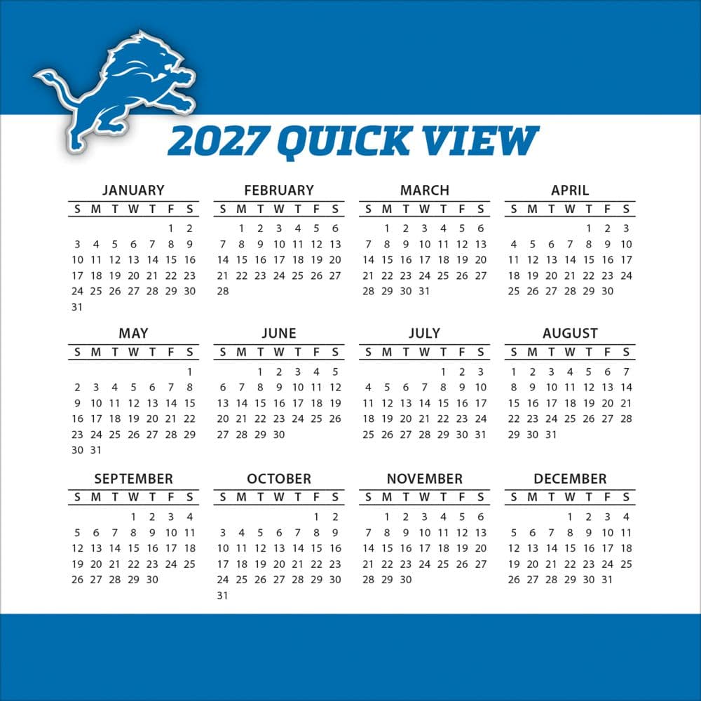 NFL Detroit Lions 2027 Desk Calendar Fourth Alternate Image