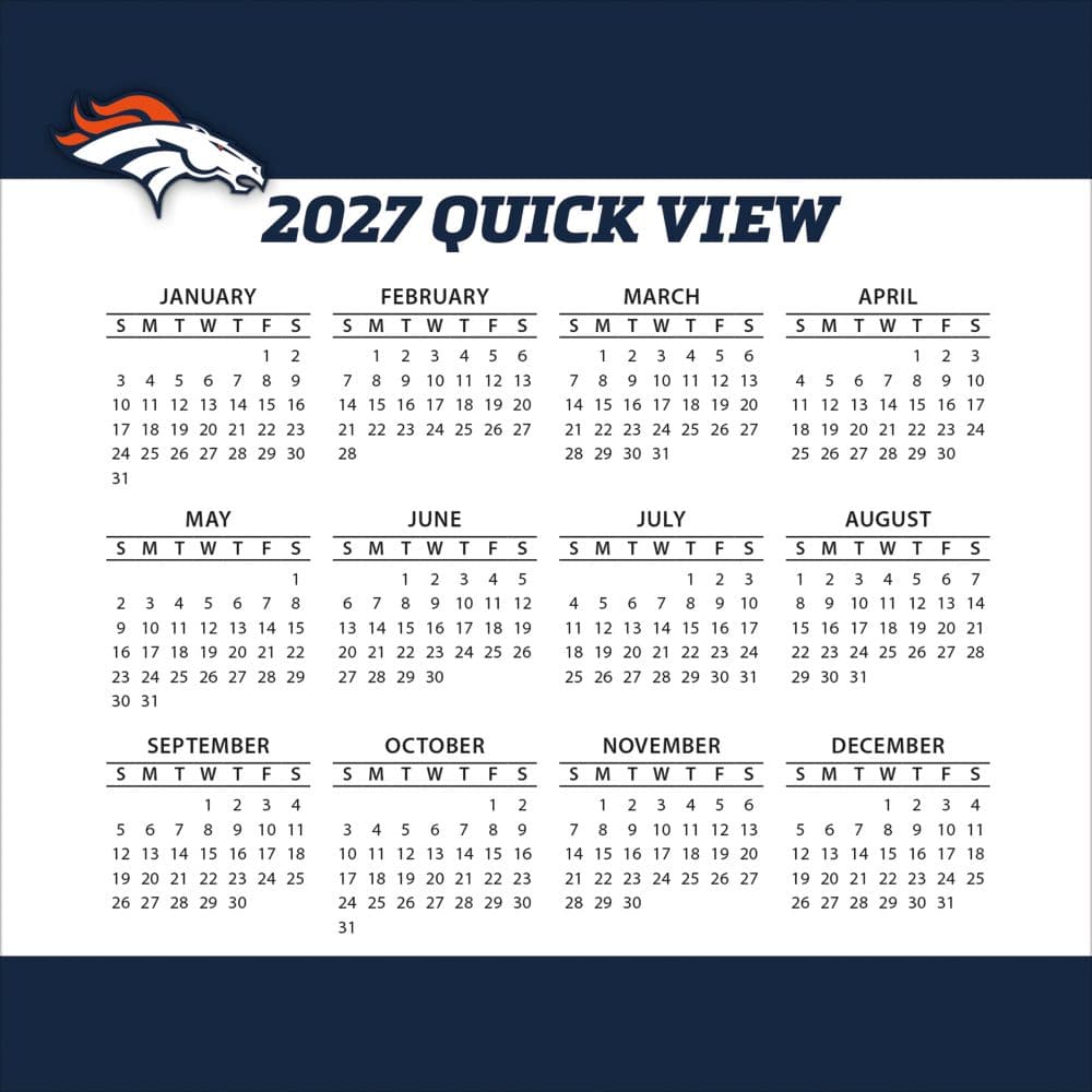 NFL Denver Broncos 2027 Desk Calendar Fourth Alternate Image