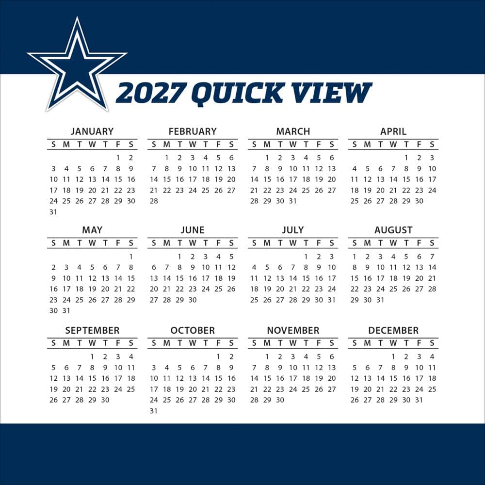 NFL Dallas Cowboys 2027 Desk Calendar Fourth Alternate Image