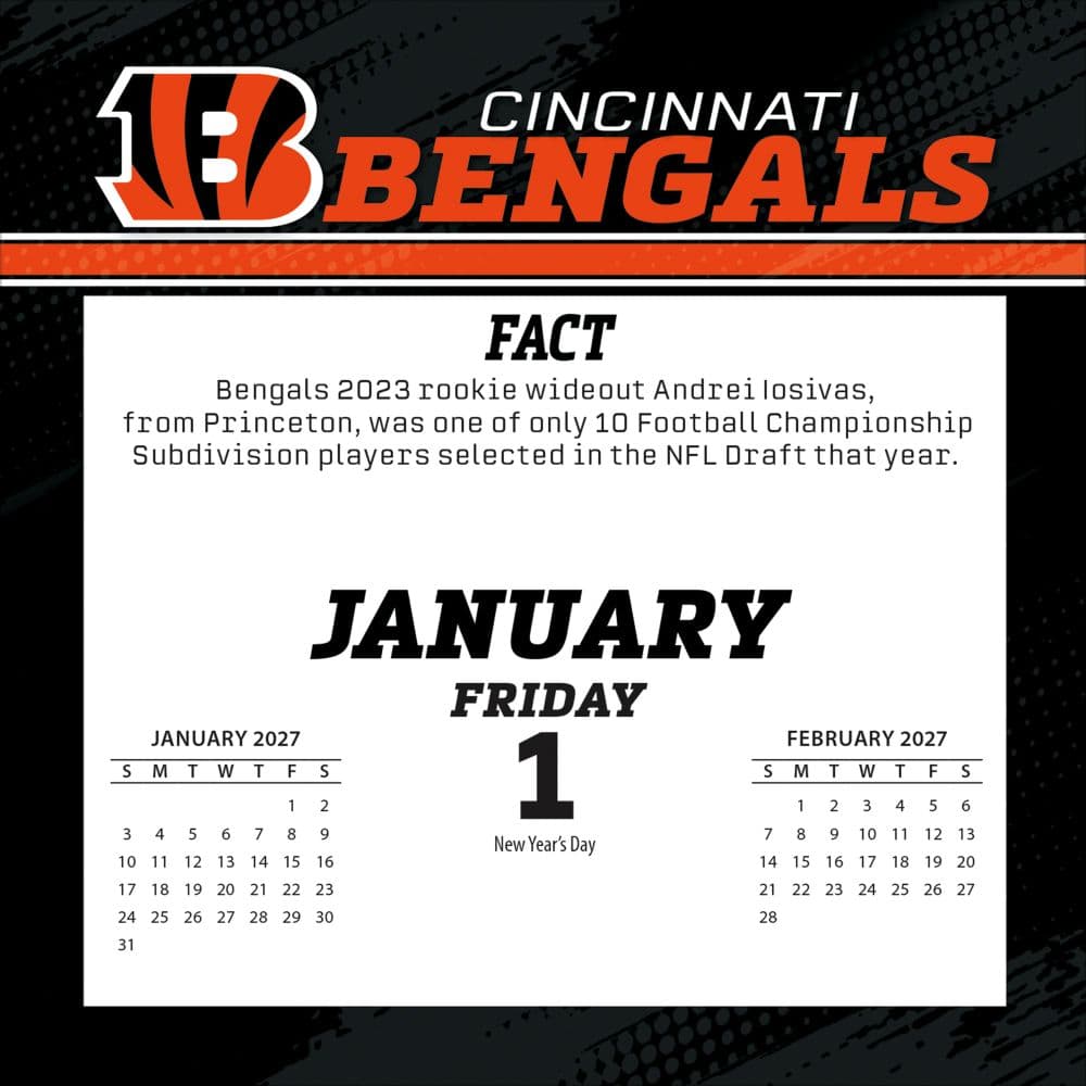 NFL Cincinnati Bengals 2027 Desk Calendar Second Alternate Image