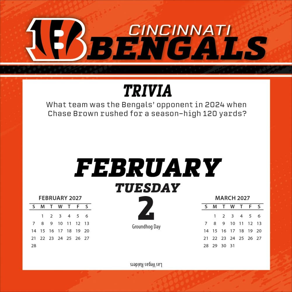 NFL Cincinnati Bengals 2027 Desk Calendar Third Alternate Image