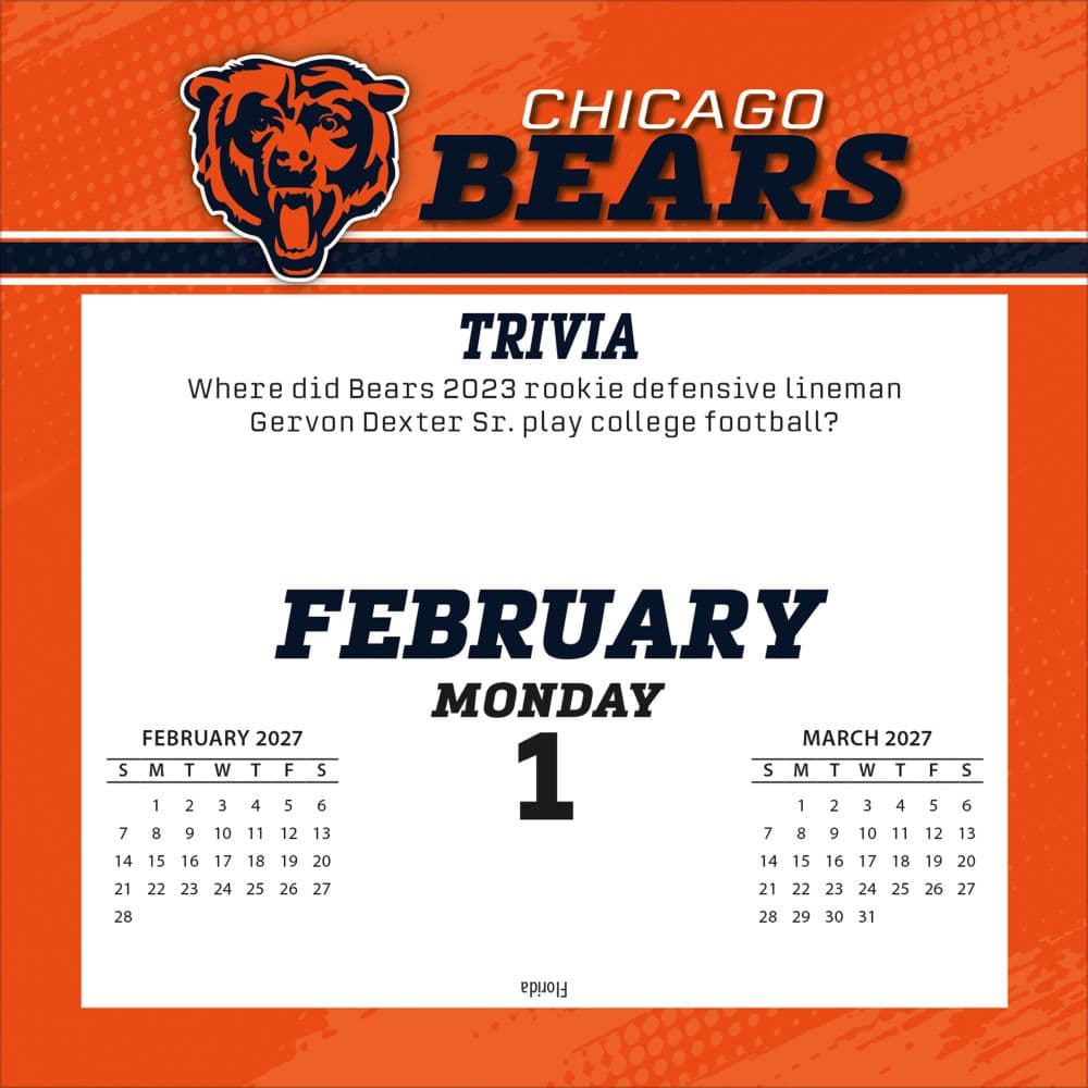 NFL Chicago Bears 2027 Desk Calendar Third Alternate Image