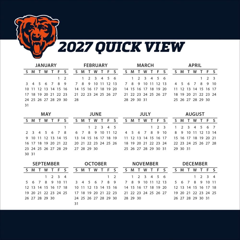 NFL Chicago Bears 2027 Desk Calendar Fourth Alternate Image