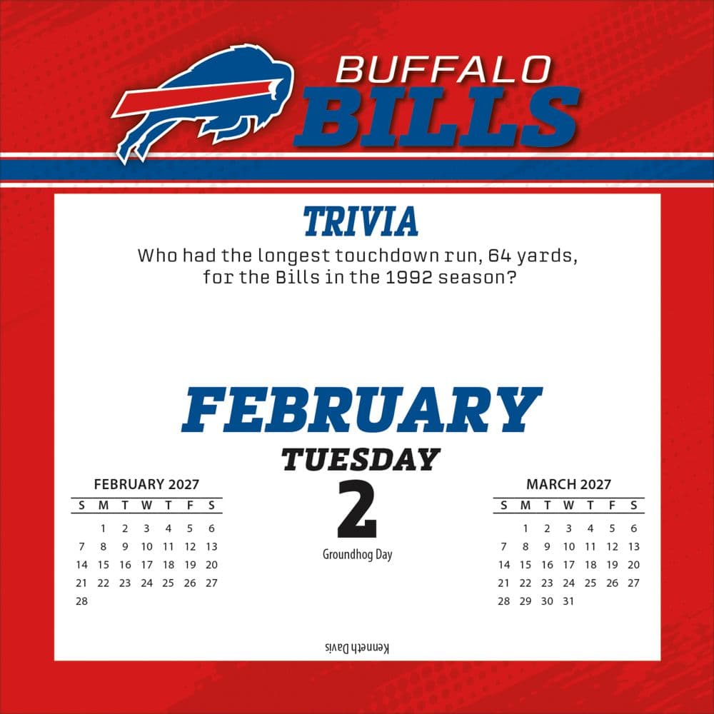 NFL Buffalo Bills 2027 Desk Calendar Third Alternate Image