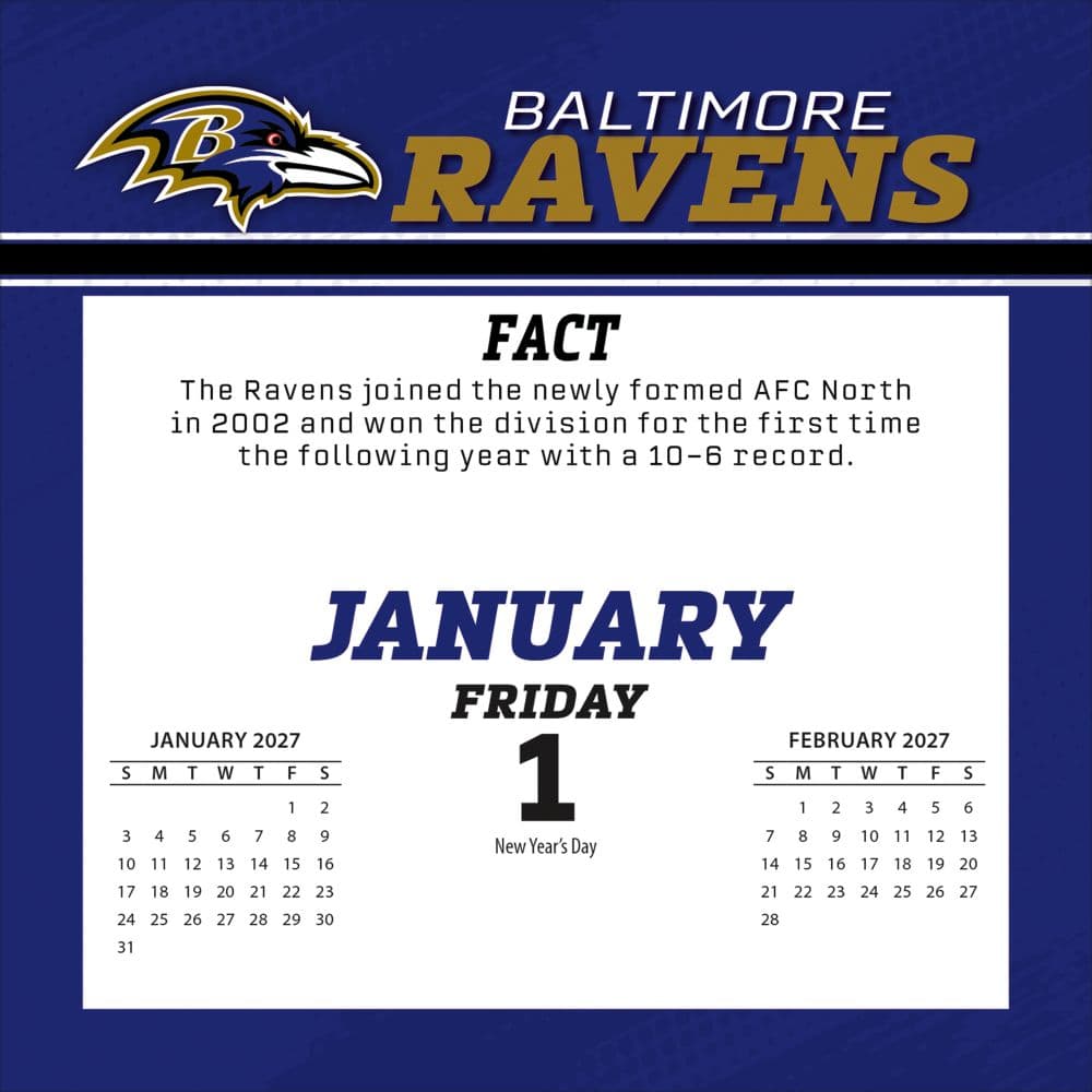 NFL Baltimore Ravens 2027 Desk Calendar Second Alternate Image