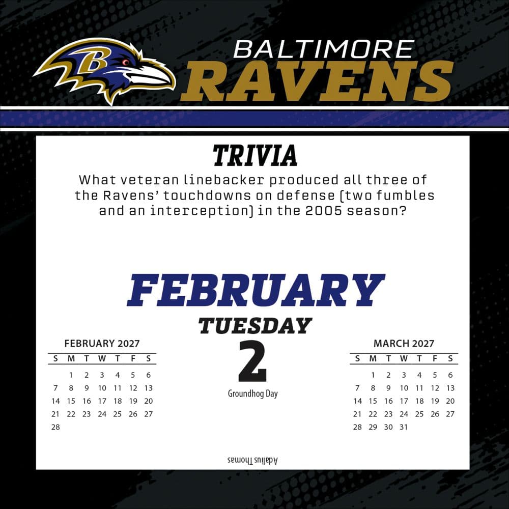 NFL Baltimore Ravens 2027 Desk Calendar Third Alternate Image