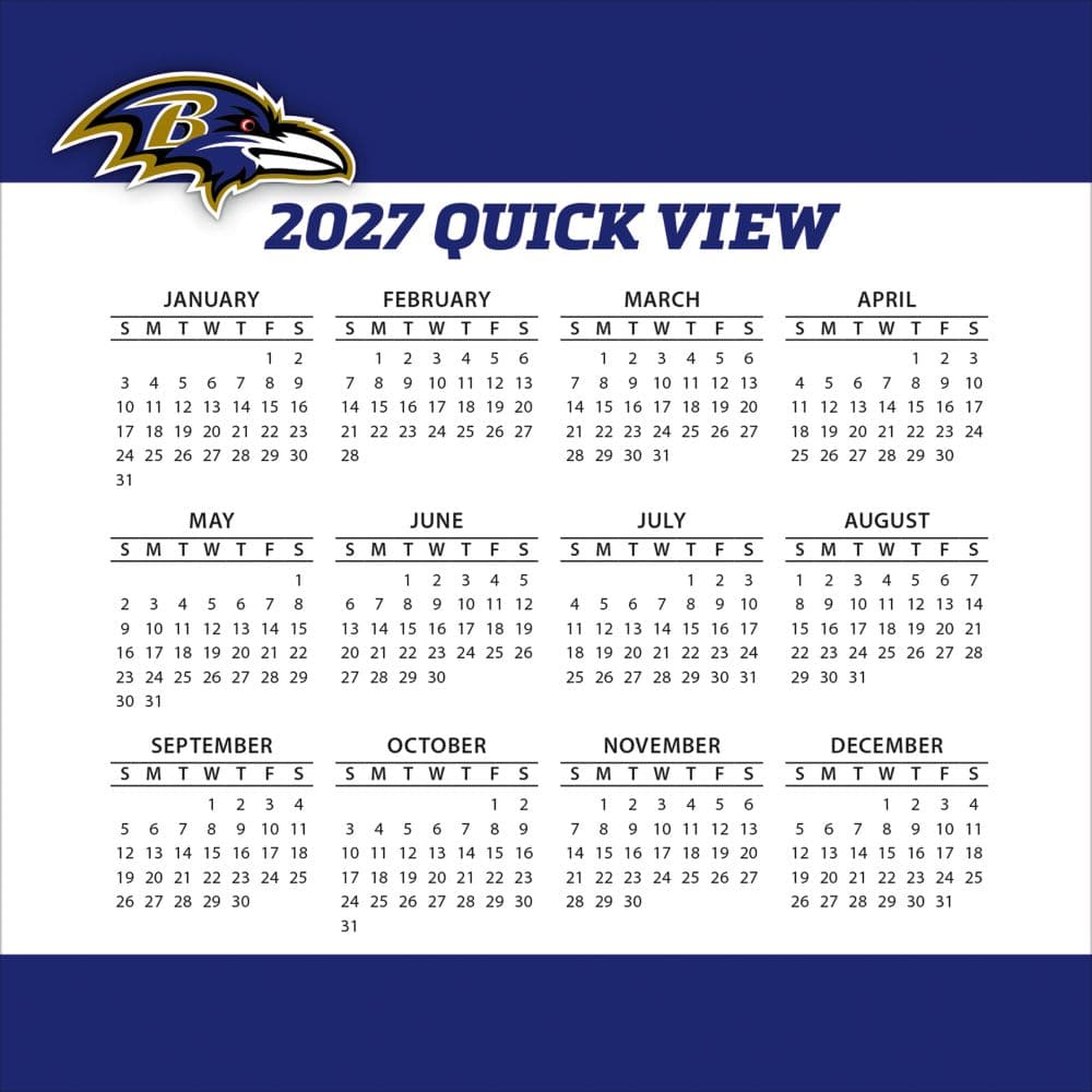 NFL Baltimore Ravens 2027 Desk Calendar Fourth Alternate Image