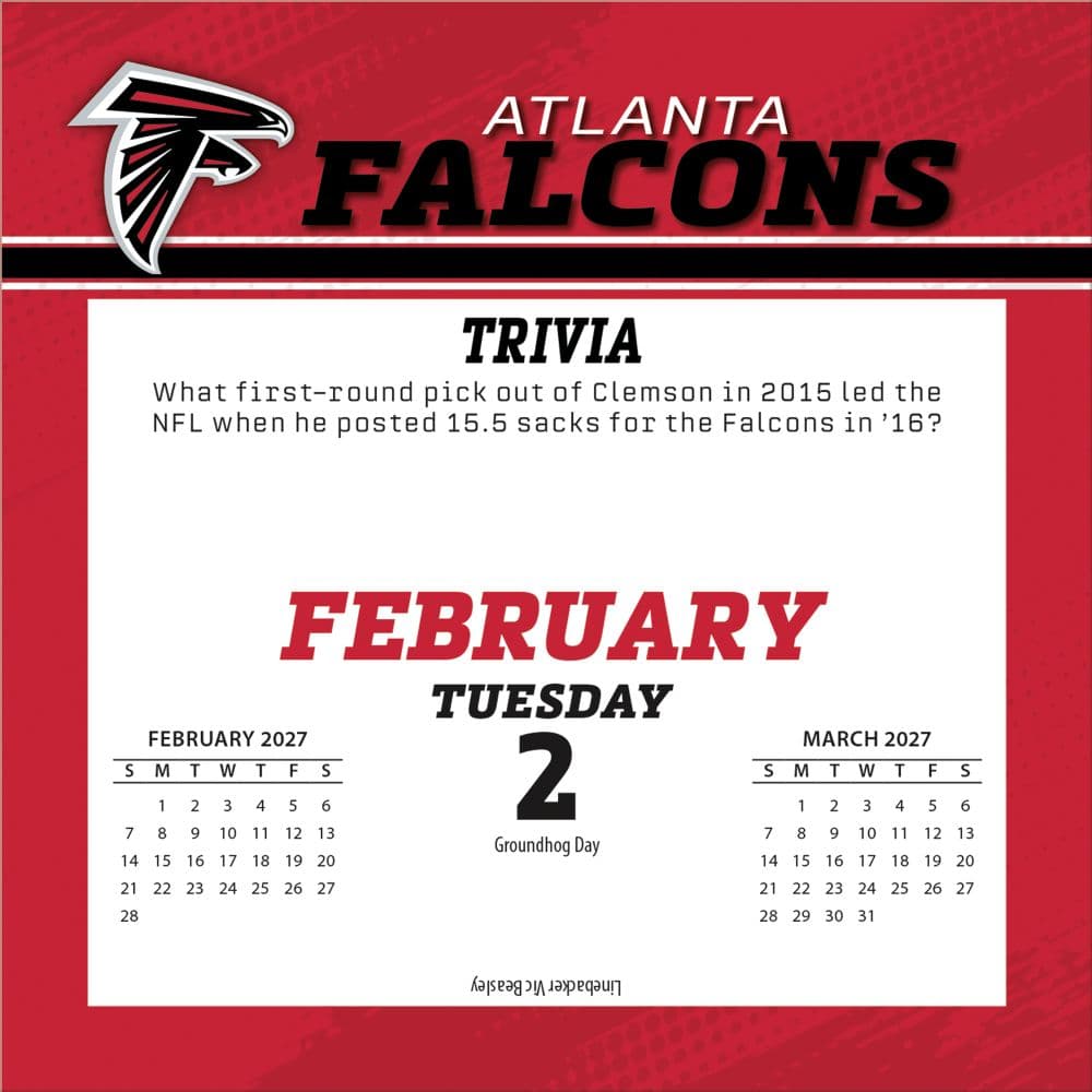 NFL Atlanta Falcons 2027 Desk Calendar Third Alternate Image