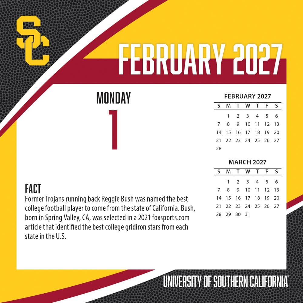 USC Trojans 2027 Desk Calendar Third Alternate Image