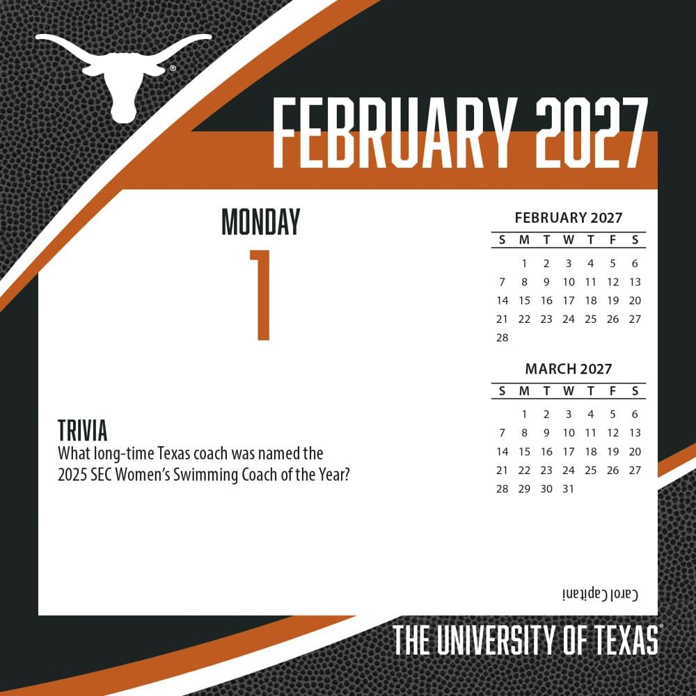 Texas Longhorns 2027 Desk Calendar Third Alternate Image