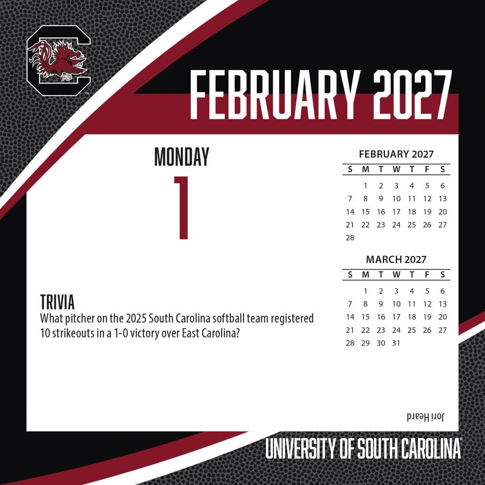 South Carolina Gamecocks 2027 Desk Calendar Third Alternate Image