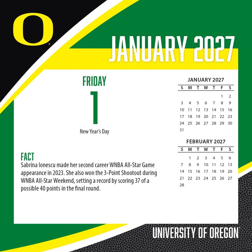 Oregon Ducks 2027 Desk Calendar Second Alternate Image