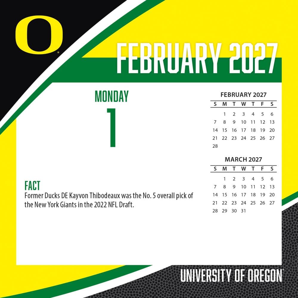 Oregon Ducks 2027 Desk Calendar Third Alternate Image