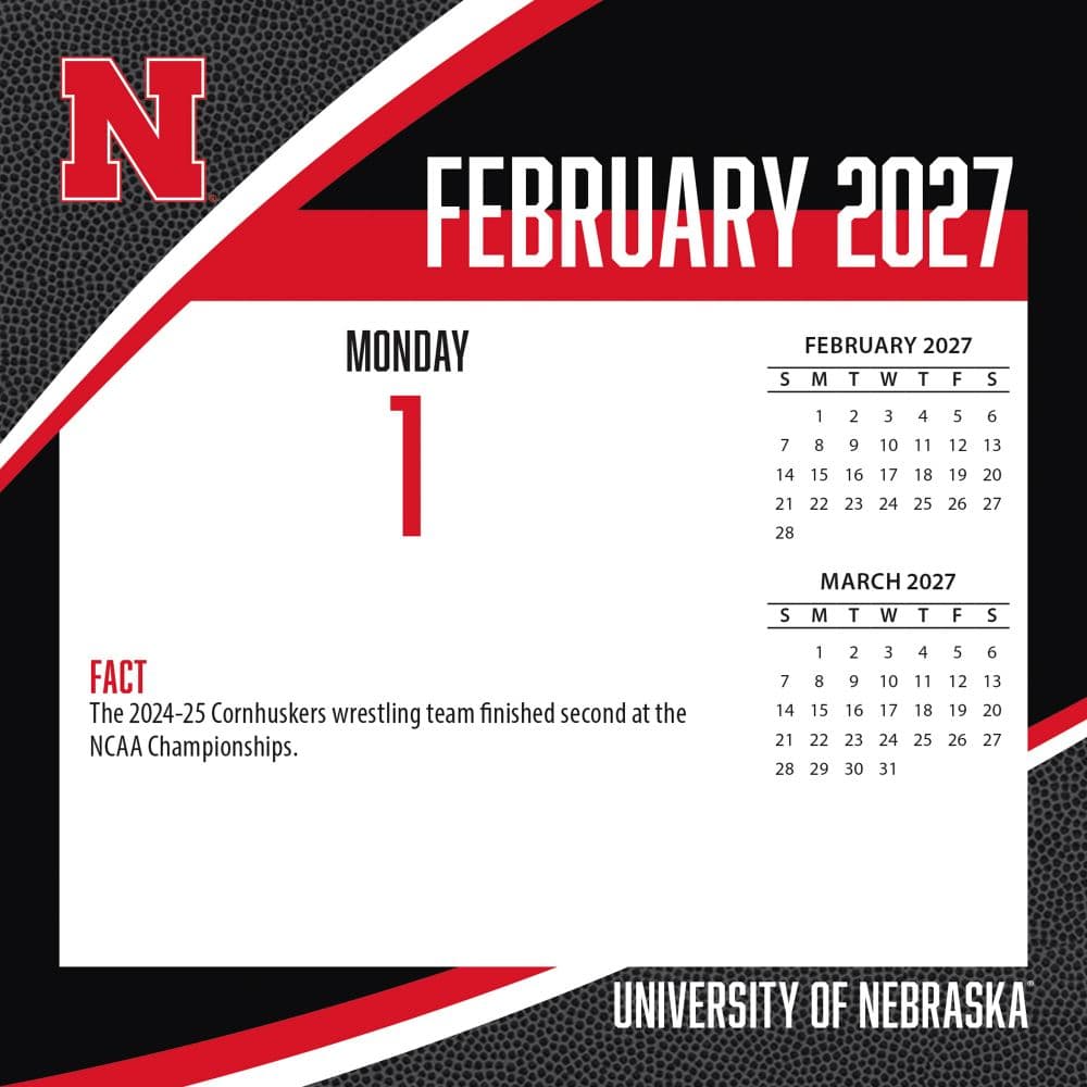 Nebraska Cornhuskers 2027 Desk Calendar Third Alternate Image