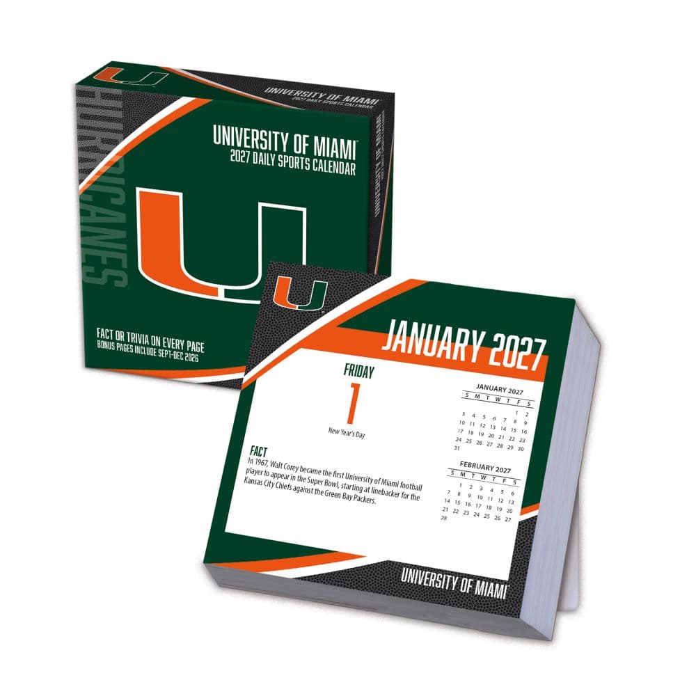 image Miami Hurricanes 2027 Desk Calendar Main Product Image