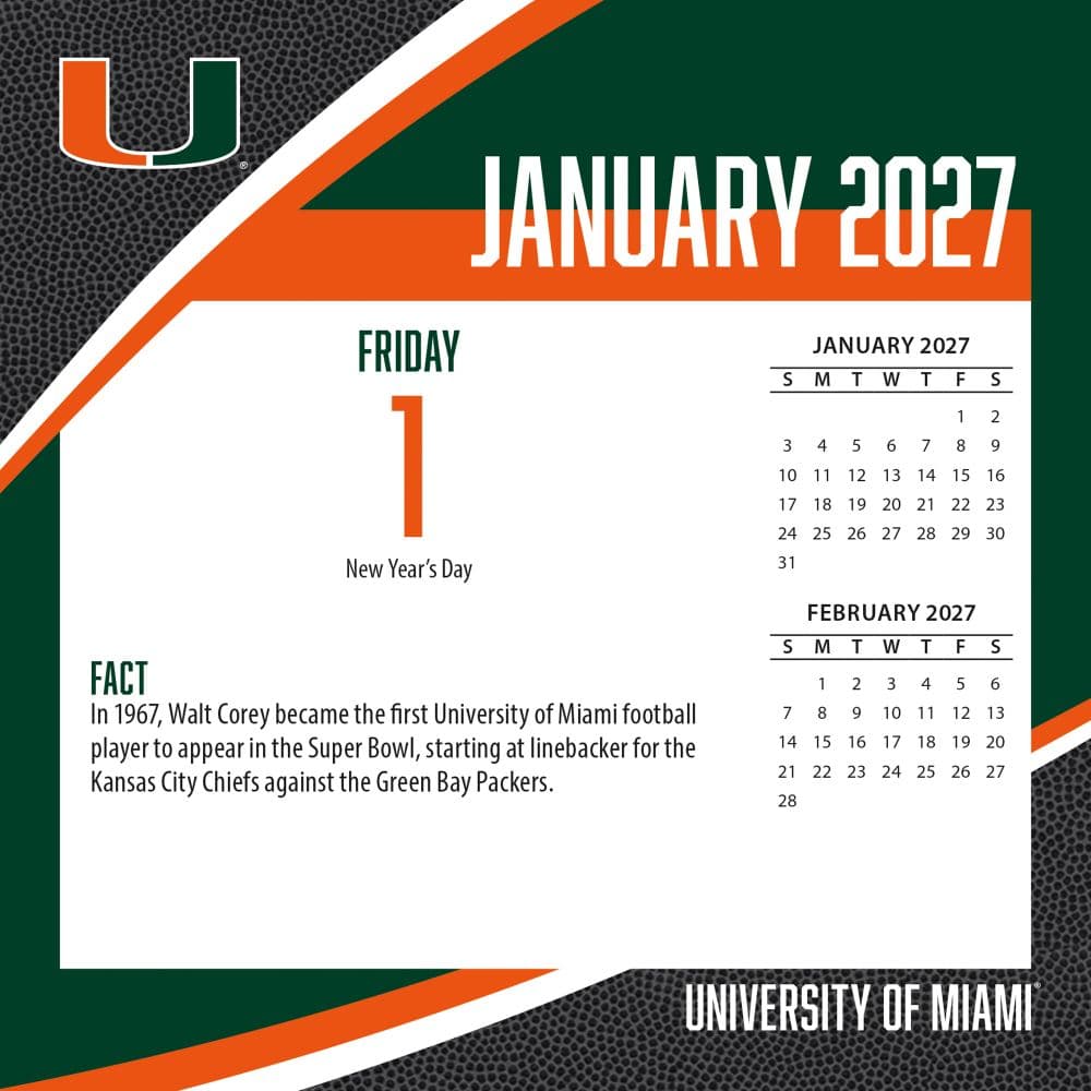Miami Hurricanes 2027 Desk Calendar Second Alternate Image