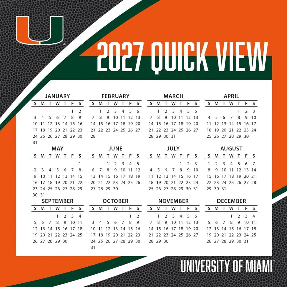 Miami Hurricanes 2027 Desk Calendar Fourth Alternate Image