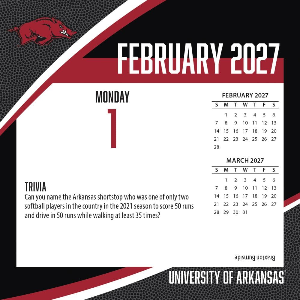 Arkansas Razorbacks 2027 Desk Calendar Third Alternate Image