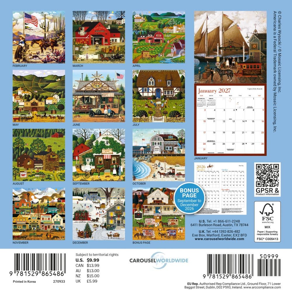 Charles Wysocki Americana 2027 Mini Wall Calendar First Alternate Image