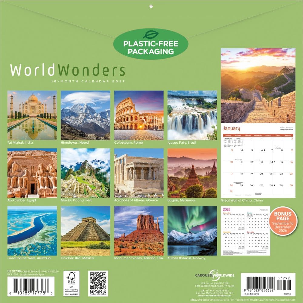 World Wonders 2027 Wall Calendar First Alternate Image