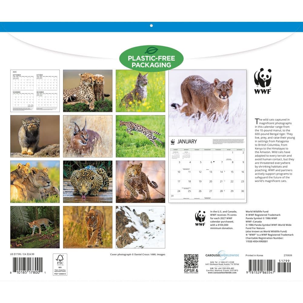 WWF Wild Cats 2027 Wall Calendar First Alternate Image