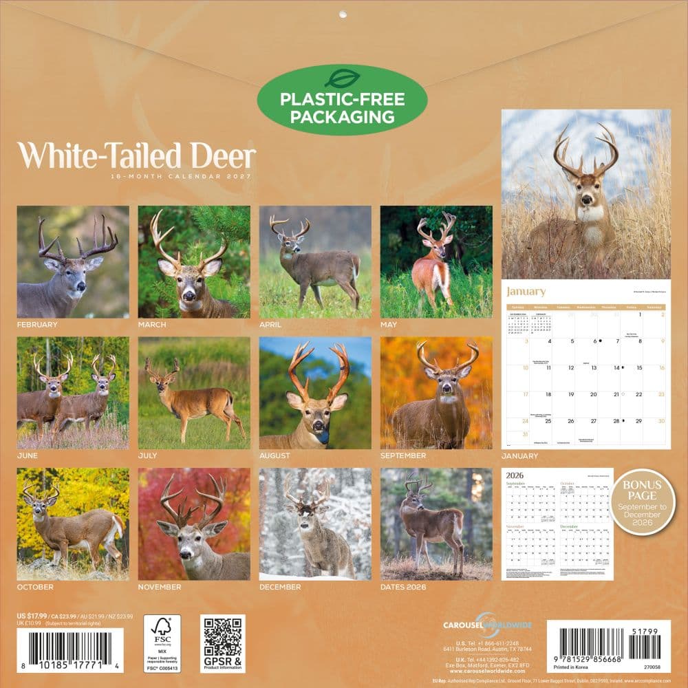 White Tailed Deer 2027 Wall Calendar First Alternate Image