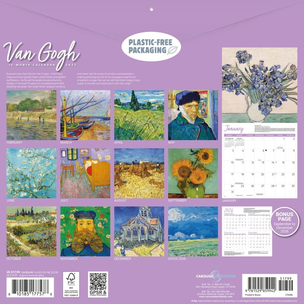 Van Gogh 2027 Wall Calendar First Alternate Image