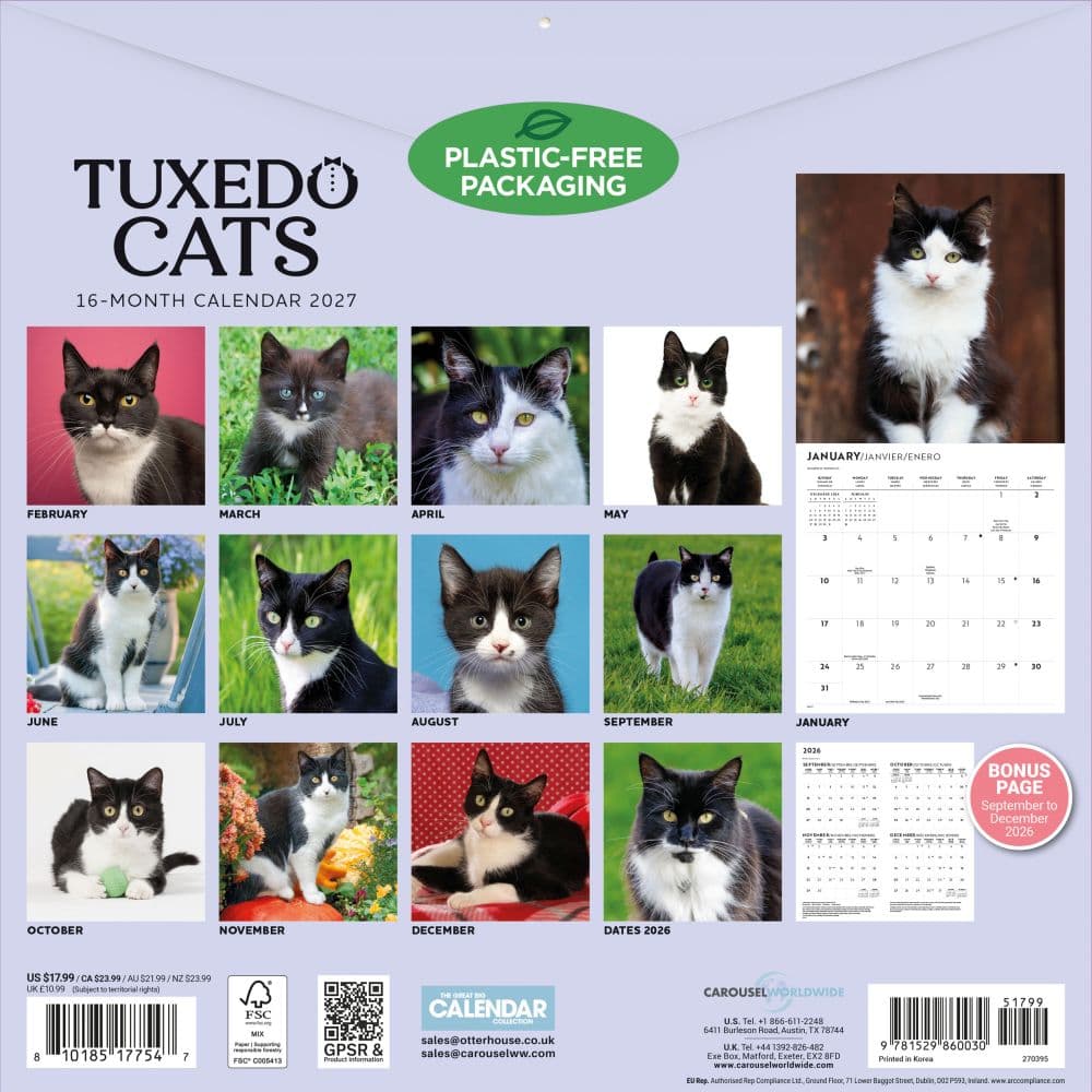 Tuxedo Cats 2027 Wall Calendar First Alternate Image