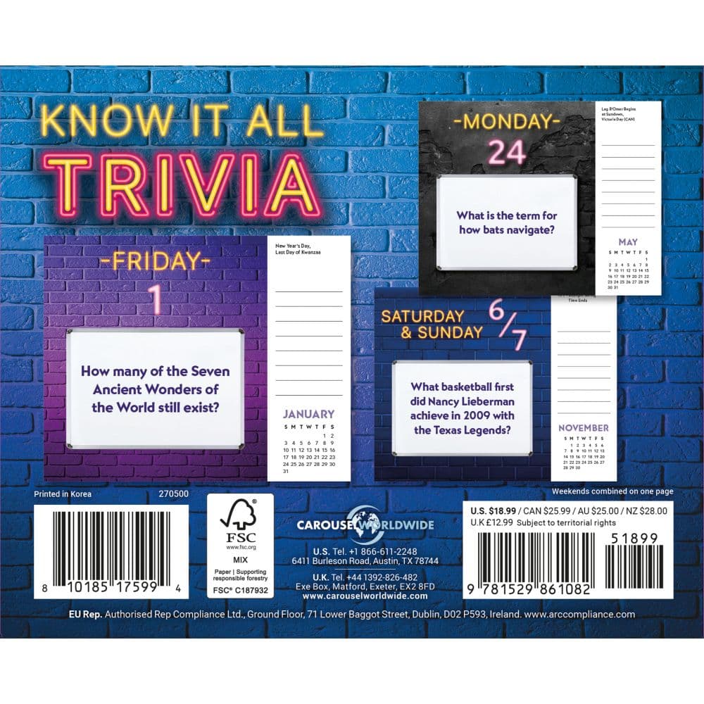 Know-it-All Trivia 2027 Desk Calendar First Alternate Image