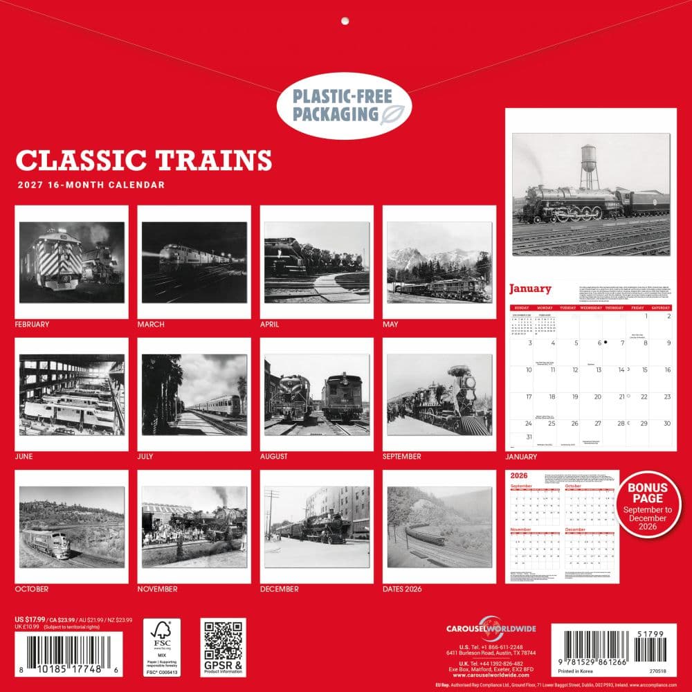 Classic Trains 2027 Wall Calendar First Alternate Image