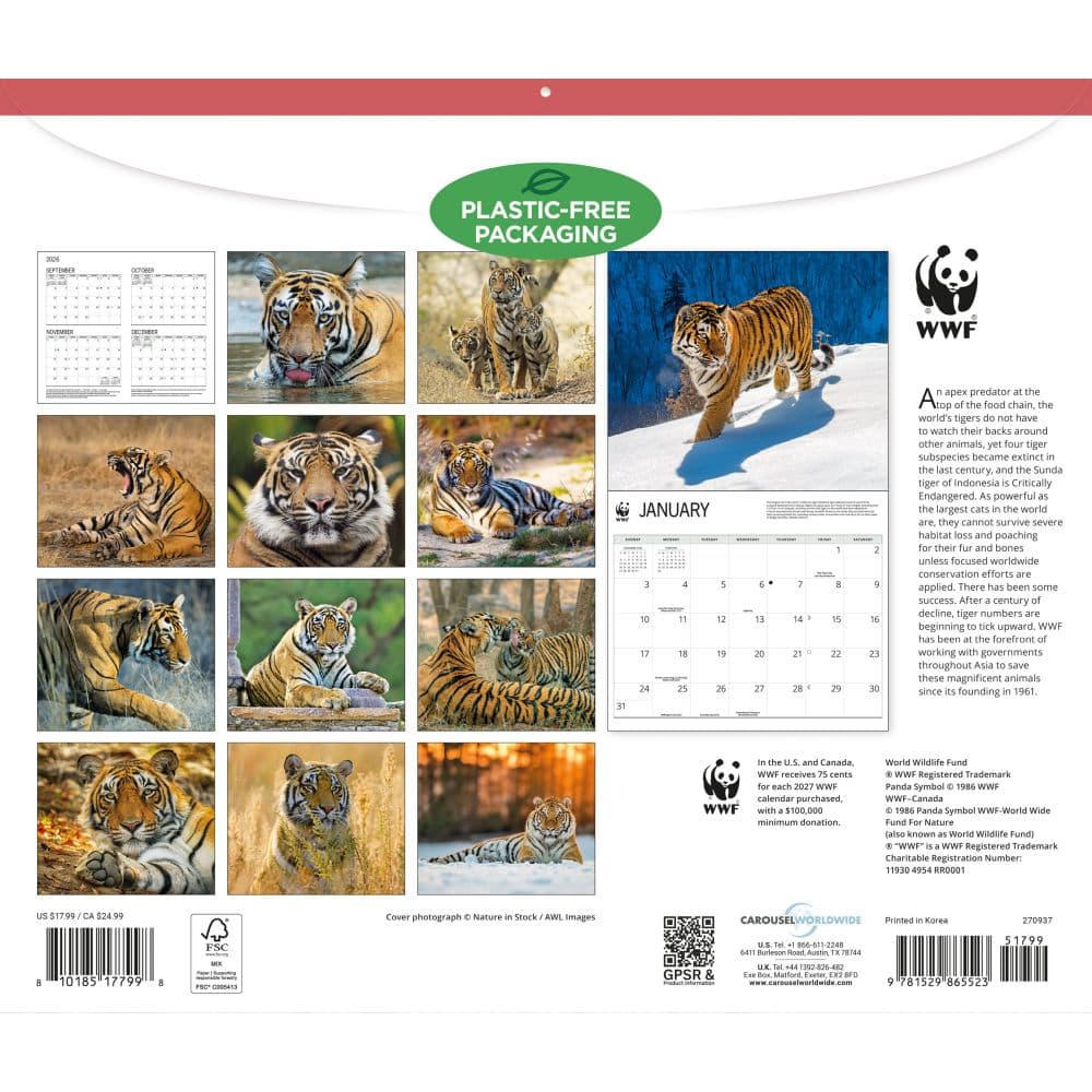 WWF Tigers 2027 Wall Calendar First Alternate Image