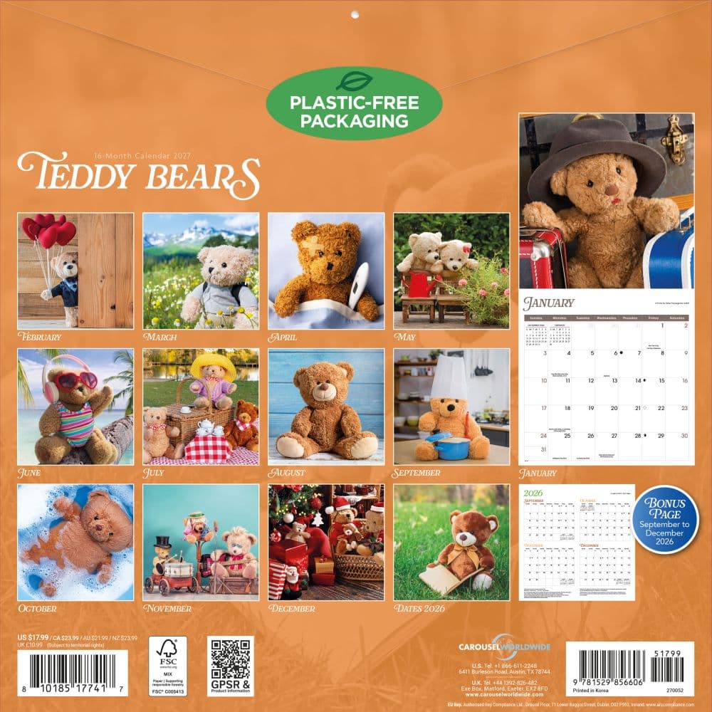Teddy Bears 2027 Wall Calendar First Alternate Image