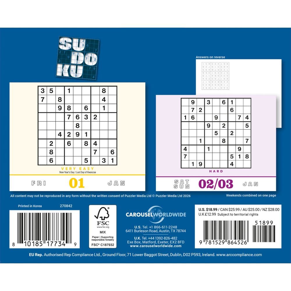Sudoku 2027 Desk Calendar First Alternate Image