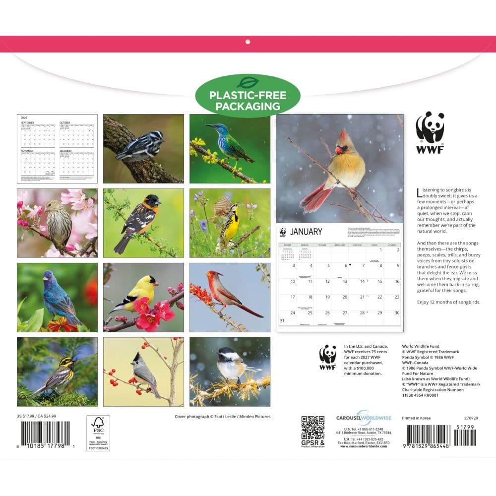 WWF Songbirds 2027 Wall Calendar First Alternate Image