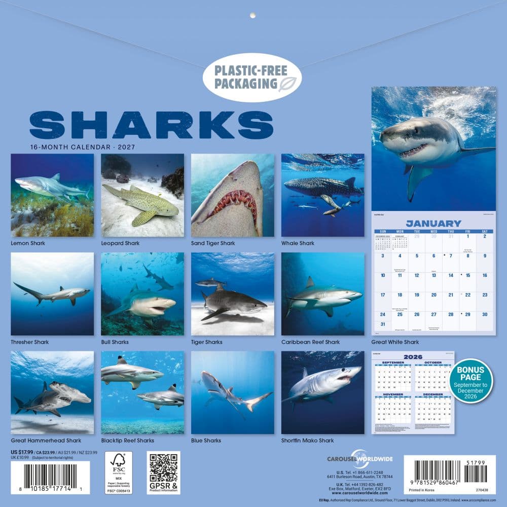 Sharks 2027 Wall Calendar First Alternate Image